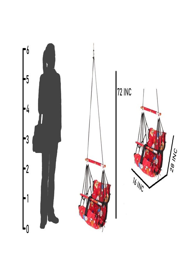 BOFFLE Cotton Baby Swing Chair Hanging Jhula for 6 Month to 2 Years Kids with 15 kg Capacity and Safety Belt (A) - Image 5